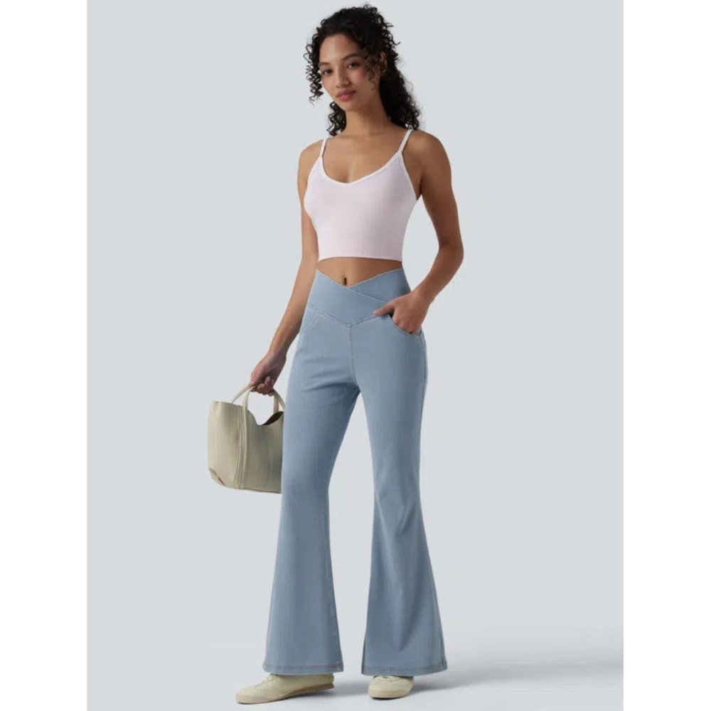 Halara Flex High Waisted Crossover Pocket Washed Casual Jeans Large Petite
